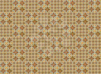 Photographe of traditional portuguese tiles in orange, brown and blue flowered pattern