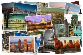 Collage of images from famous location in Montreal, Canada