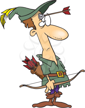 Royalty Free Clipart Image of an Archer With an Arrow on His Head