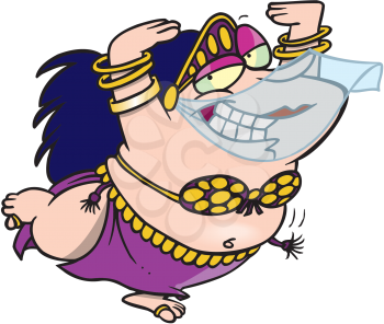 Royalty Free Clipart Image of an Overweight Belly Dancer