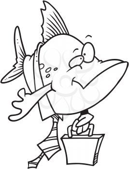 Royalty Free Clipart Image of a Big Fish With a Briefcase