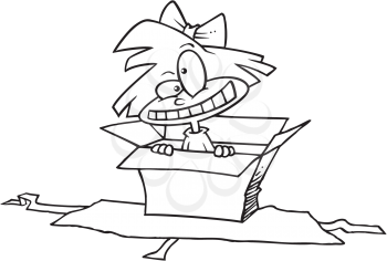 Royalty Free Clipart Image of a Girl in a Box