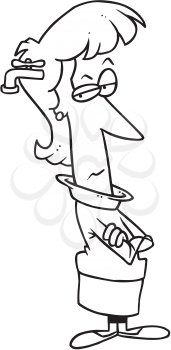 Royalty Free Clipart Image of a Woman With a Tap on Her Head