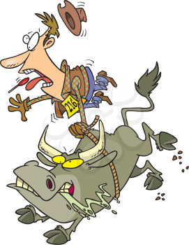 Royalty Free Clipart Image of a Bull Rider