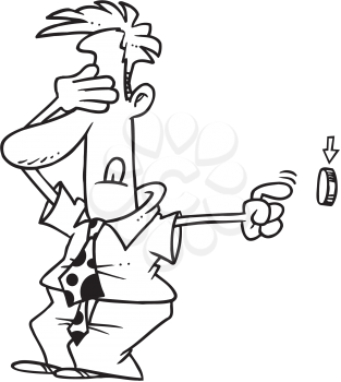 Royalty Free Clipart Image of a Man Pressing a Button