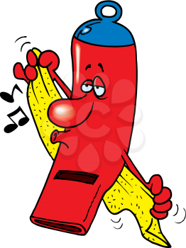 Royalty Free Clipart Image of a Whistle Using a Towel