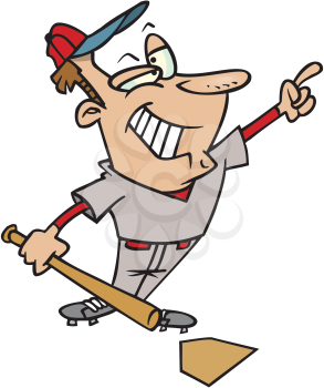 Royalty Free Clipart Image of a Batter Pointing