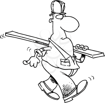 Royalty Free Clipart Image of a Man Carrying a Board