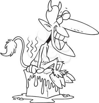 Royalty Free Clipart Image of the Devil Cooling Off