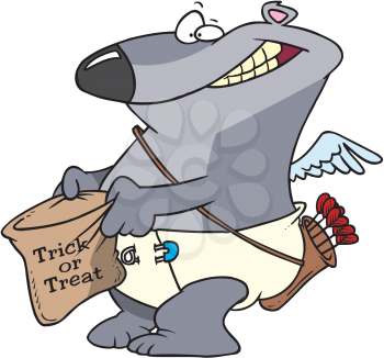 Royalty Free Clipart Image of a Trick-or-Treating Bear