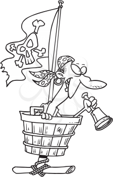 Royalty Free Clipart Image of a Pirate in a Crow's Nest