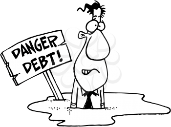 Royalty Free Clipart Image of a Man Stuck in Debt
