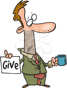 Royalty Free Clipart Image of a Man Looking For Donations