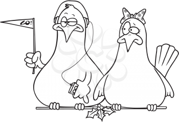 Royalty Free Clipart Image of Two Doves
