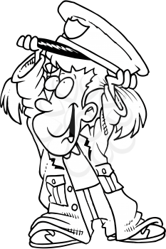 Royalty Free Clipart Image of a Girl in a Police Uniform