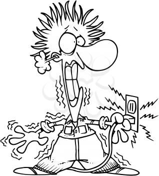 Royalty Free Clipart Image of a Man Being Electrocuted