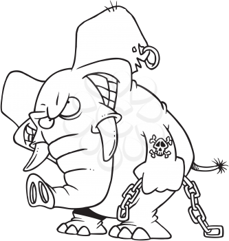 Royalty Free Clipart Image of an Evil Elephant