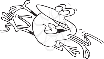 Royalty Free Clipart Image of a Frog Crossing the Finish Line