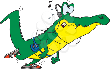 Royalty Free Clipart Image of an Alligator With Headphones