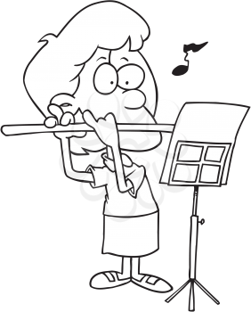 Royalty Free Clipart Image of a Woman Playing the Flute