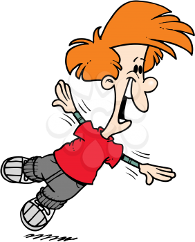 Royalty Free Clipart Image of a Boy Flying