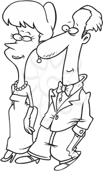 Royalty Free Clipart Image of a Couple Dressed Formally