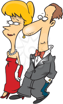 Royalty Free Clipart Image of a Couple Dressed Formally