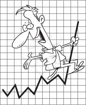 Royalty Free Clipart Image of a Man on a Graph