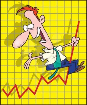 Royalty Free Clipart Image of a Man on a Graph