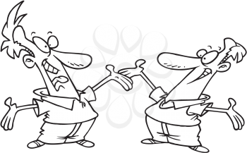 Royalty Free Clipart Image of Two Men Greeting Each Other