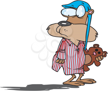 Royalty Free Clipart Image of a Groundhog in Pyjamas