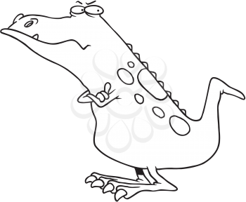 Royalty Free Clipart Image of a Grumpy Dinosaur