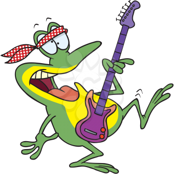 Royalty Free Clipart Image of a Frog Playing Guitar