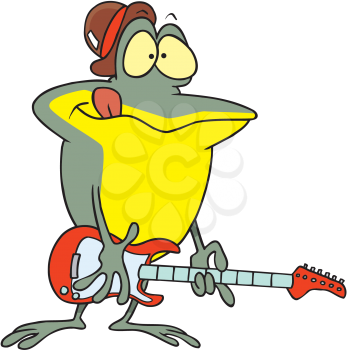 Royalty Free Clipart Image of a Frog Playing Guitar