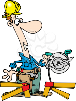 Royalty Free Clipart Image of a Man With a Power Saw