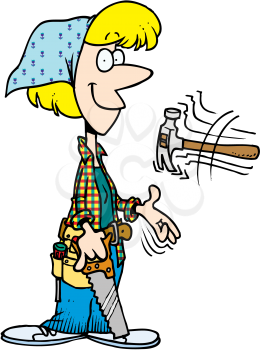 Royalty Free Clipart Image of a Woman With Tools