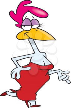Royalty Free Clipart Image of a Hen in a Red Dress