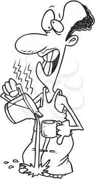Royalty Free Clipart Image of a Man Spilling Coffee