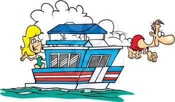 Royalty Free Clipart Image of People on a Boat
