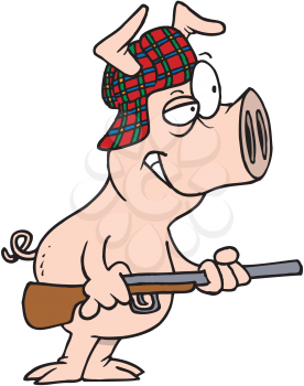 Royalty Free Clipart Image of a Pig Hunter
