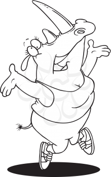 Royalty Free Clipart Image of a Dancing Rhinoceros