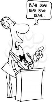 Royalty Free Clipart Image of a Man Talking at a Microphone