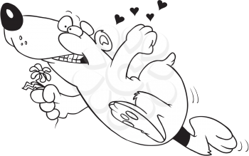 Royalty Free Clipart Image of a Bear in Love