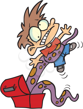 Royalty Free Clipart Image of a Boy Being Grabbed By Tentacles in a Lunchbox