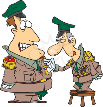 Royalty Free Clipart Image of a Man Getting a Medal