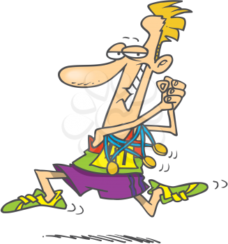 Royalty Free Clipart Image of a Track Star With Several Medals