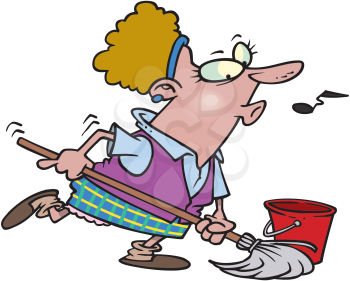 Royalty Free Clipart Image of a Cleaning Woman
