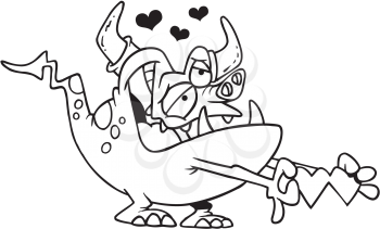Royalty Free Clipart Image of a Monster in Love