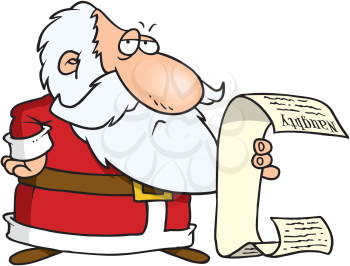 Royalty Free Clipart Image of Santa With His List