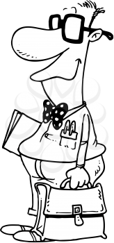 Royalty Free Clipart Image of a Nerd With a Briefcase